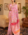 Tremendous Pink Pashmina saree With Incomparable Blouse Piece