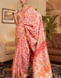 Enigmatic Baby Pink Pashmina saree With Resplendent Blouse Piece