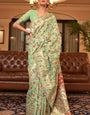 Winsome Pista Pashmina saree With Jubilant Blouse Piece