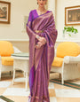 Whimsical Purple Kanjivaram Silk Saree With Charismatic Blouse Piece