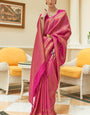 Allure Dark Pink Kanjivaram Silk Saree With Scintillating Blouse Piece