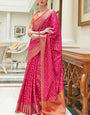 Grandiose Dark Pink Soft Patola Silk Saree with Ephemeral Blouse Piece