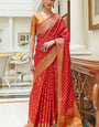 Nectarous Red Soft Patola Silk Saree with Sonorous Blouse Piece