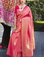 Inimitable Dark Pink Kanjivaram Silk Saree With Ineffable Blouse Piece