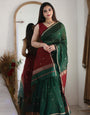 Snazzy Green Cotton Silk Saree With Prodigal Blouse Piece