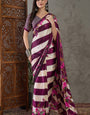 Amiable Purple Ajrakh Printed Semi Modal Silk Saree With Serendipity Blouse Piece