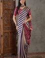 Ideal Blue Ajrakh Printed Semi Modal Silk Saree With Phenomenal Blouse Piece