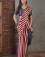 Radiant Maroon Ajrakh Printed Semi Modal Silk Saree With Lissome Blouse Piece