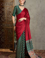 Evocative Red Ajrakh Printed Semi Modal Silk Saree With Conflate Blouse Piece