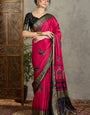 Assemblage Dark Pink Ajrakh Printed Semi Modal Silk Saree With Seraglio Blouse Piece