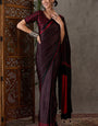 Imaginative Black Ajrakh Printed Semi Modal Silk Saree With Sophisticated Blouse Piece