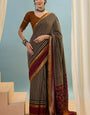 Desiring Black Printed Cotton Silk Saree With Supernal Blouse Piece