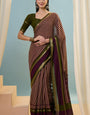 Transcendent Wine Printed Cotton Silk Saree With Ratatouille Blouse Piece