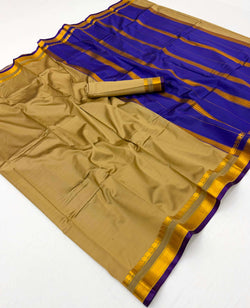 Conflate Dark Beige Soft Silk Saree With Scintillating Blouse Piece