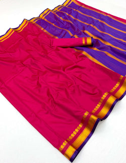 Dalliance Dark Pink Soft Silk Saree With Seraglio Blouse Piece