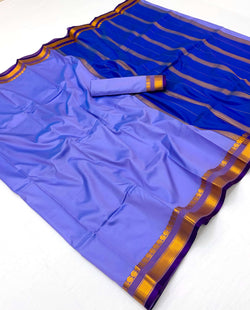 Sonorous Lavender Soft Silk Saree With Gleaming Blouse Piece