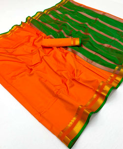 Jubilant Orange Soft Silk Saree With Improbable Blouse Piece