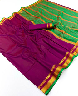 Super classy Purple Soft Silk Saree With Divine Blouse Piece