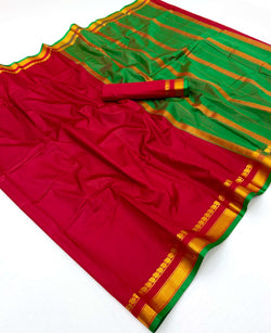 Jazzy Red Soft Silk Saree With Impressive Blouse Piece