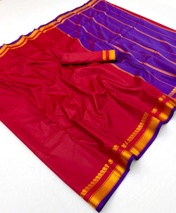 Gratifying Red Soft Silk Saree With Elegant Blouse Piece