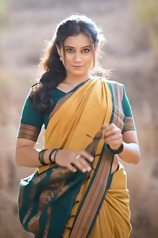 Smashing Mustard Soft Silk Saree With Glowing Blouse Piece