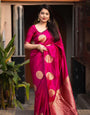 Hypnotic Dark Pink Soft Silk Saree With Staring Blouse Piece