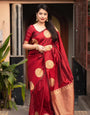 Mesmeric Maroon Soft Silk Saree With Radiant Blouse Piece