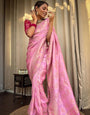 Sempiternal Pink Soft Silk Saree With Majesty Blouse Piece