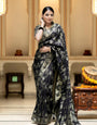 Luxuriant Black Soft Silk Saree With Angelic Blouse Piece