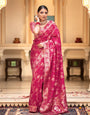 Snazzy Dark Pink Soft Silk Saree With Chatoyant Blouse Piece