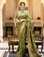 Enigmatic Mehndi Soft Silk Saree With Serendipity Blouse Piece