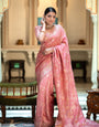 Mesmerising Peach Soft Silk Saree With Sophisticated Blouse Piece