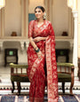 Ephemeral Red Soft Silk Saree With Traditional Blouse Piece