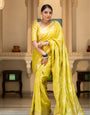 Glowing Yellow Soft Silk Saree With Sensational Blouse Piece
