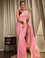 Panache Pink Soft Banarasi Silk Saree With Admirable Blouse