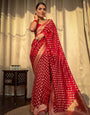 Winsome Red Soft Banarasi Silk Saree With Dalliance Blouse