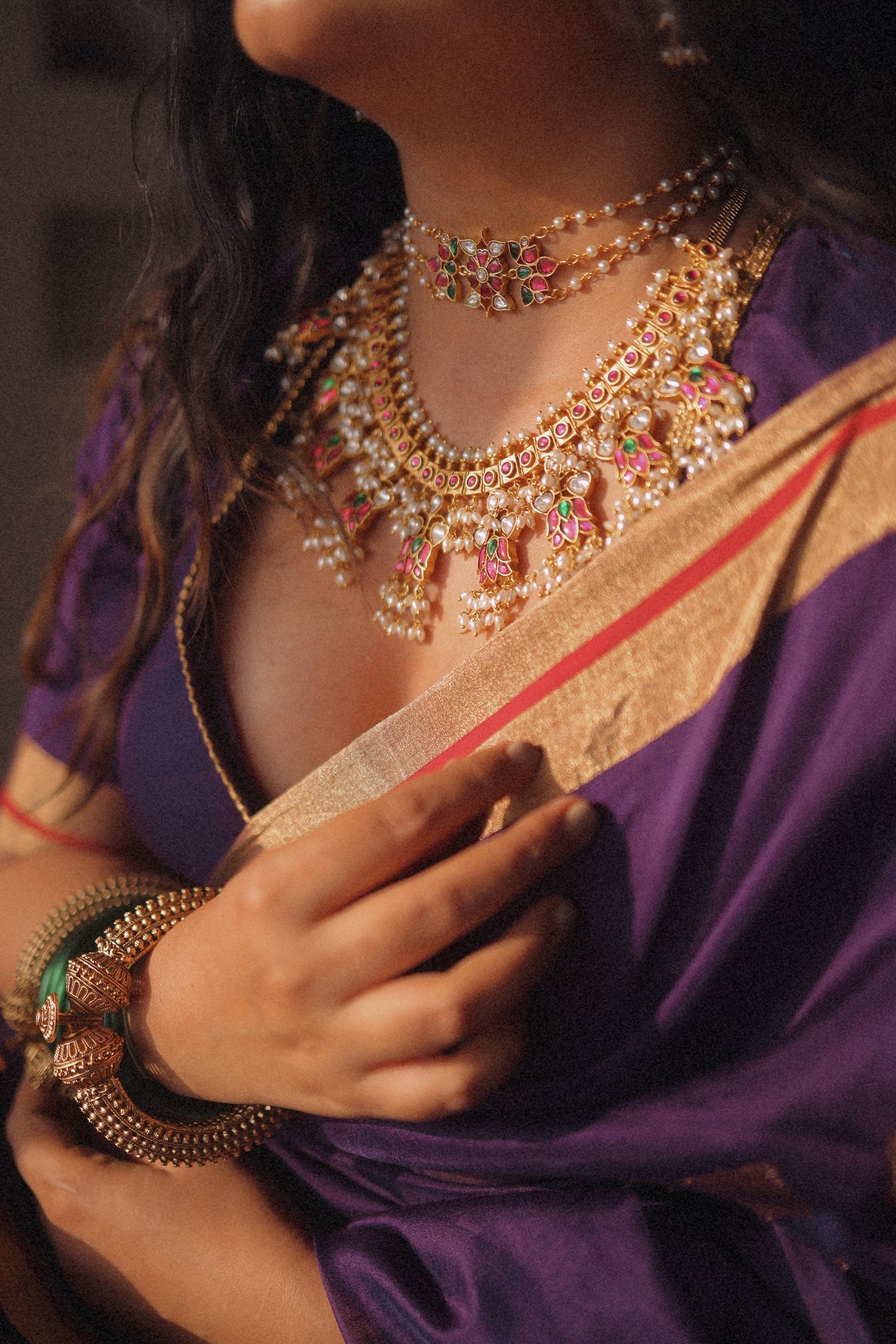 Excellent Purple Cotton Silk Saree With Glorious Blouse Piece