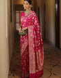 Fantabulous Dark Pink Soft Silk Saree With Denouement Blouse Piece