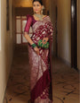 Glorious Wine Soft Silk Saree With Ravishing Blouse Piece