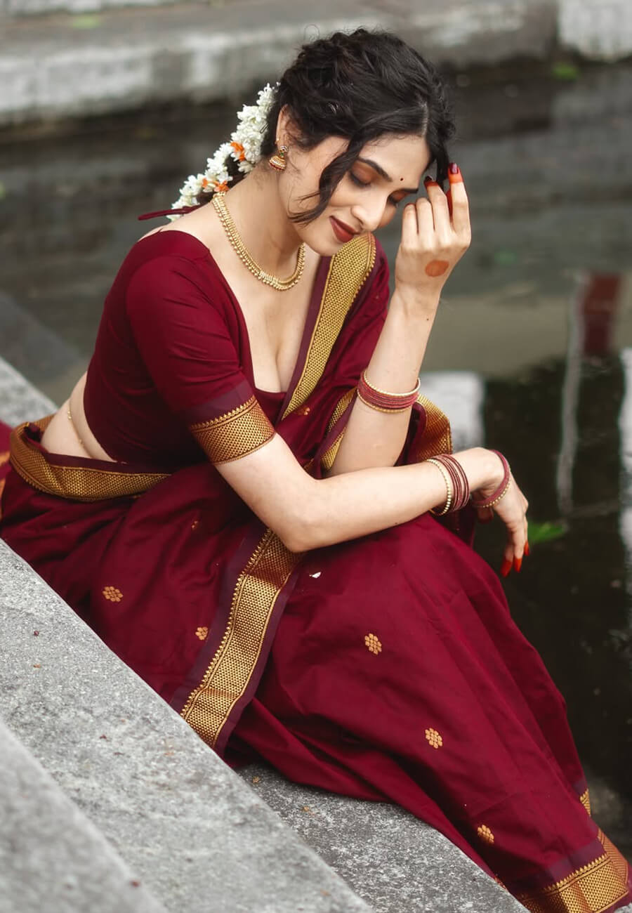 Scintilla Maroon Soft Silk Saree With Pleasurable Blouse Piece