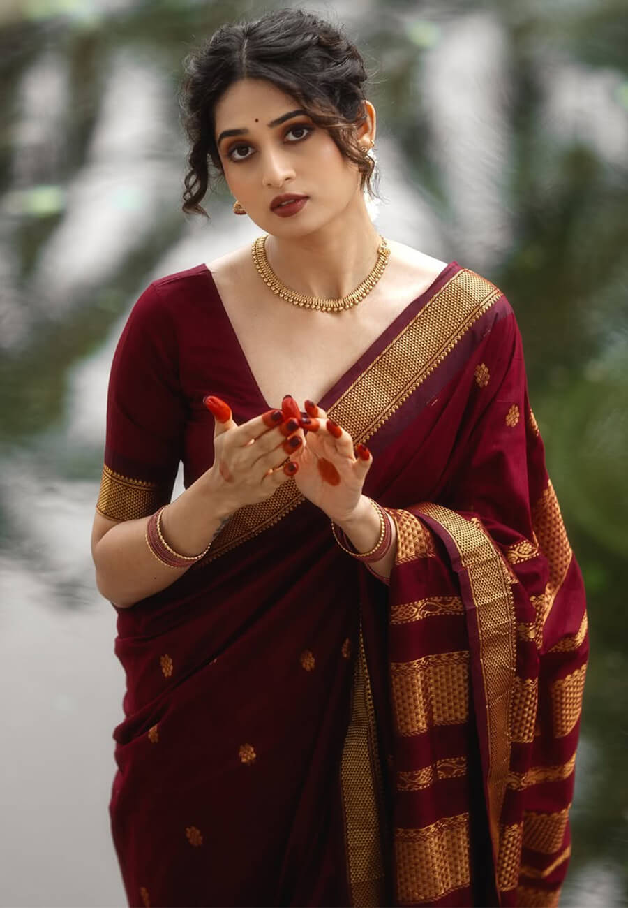 Scintilla Maroon Soft Silk Saree With Pleasurable Blouse Piece