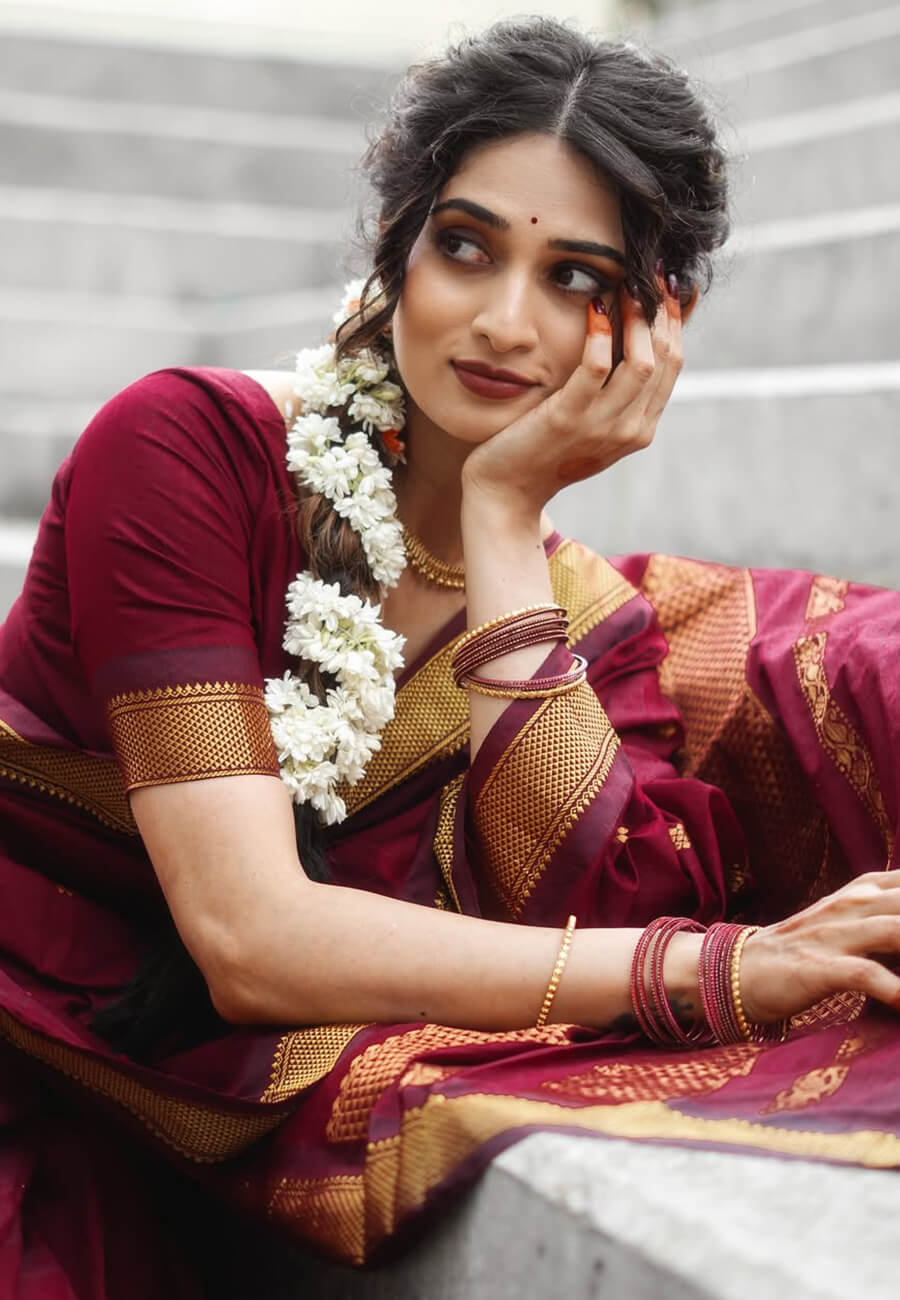 Scintilla Maroon Soft Silk Saree With Pleasurable Blouse Piece