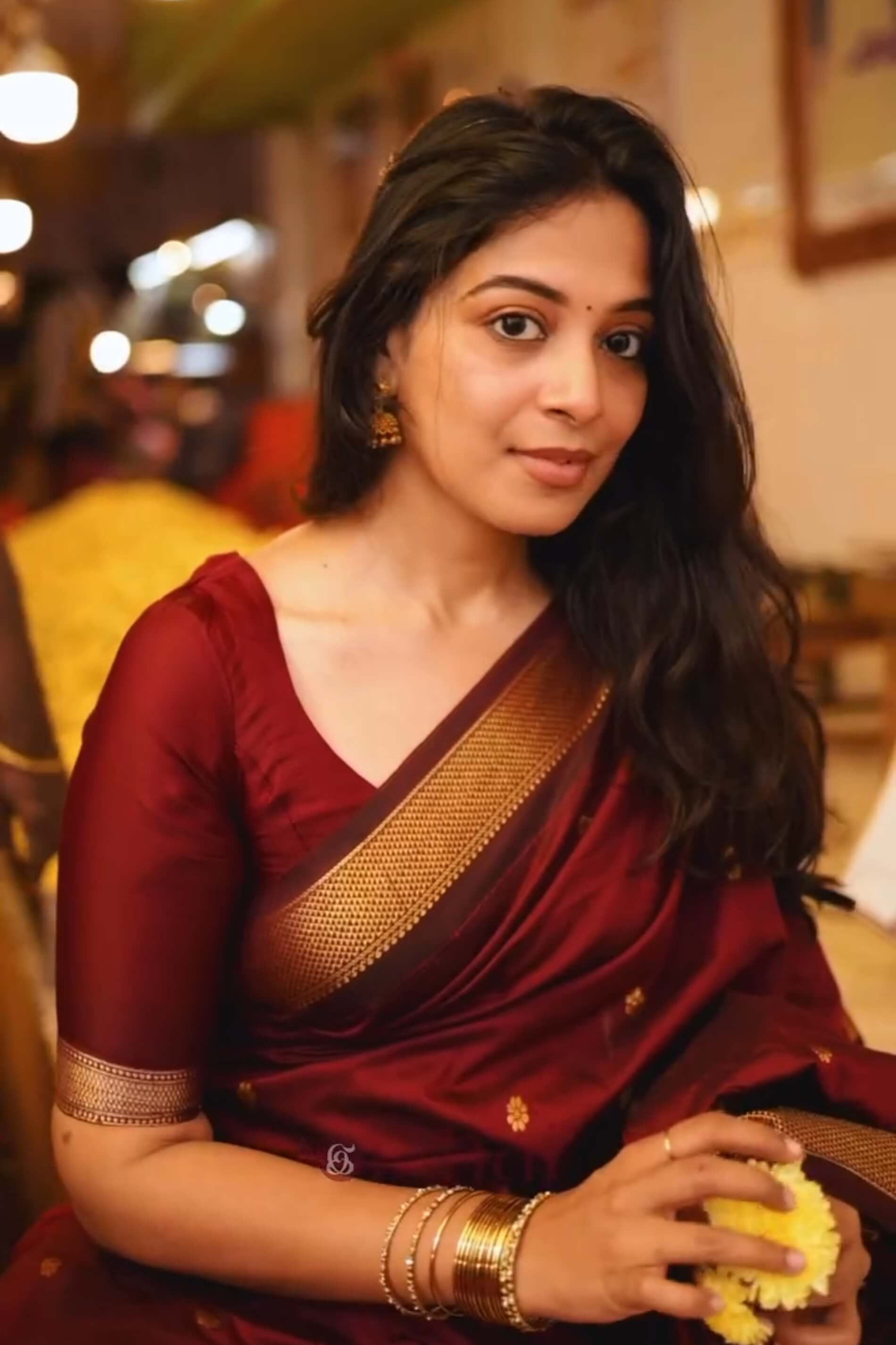 Brood Maroon Soft Silk Saree With Ethereal Blouse Piece