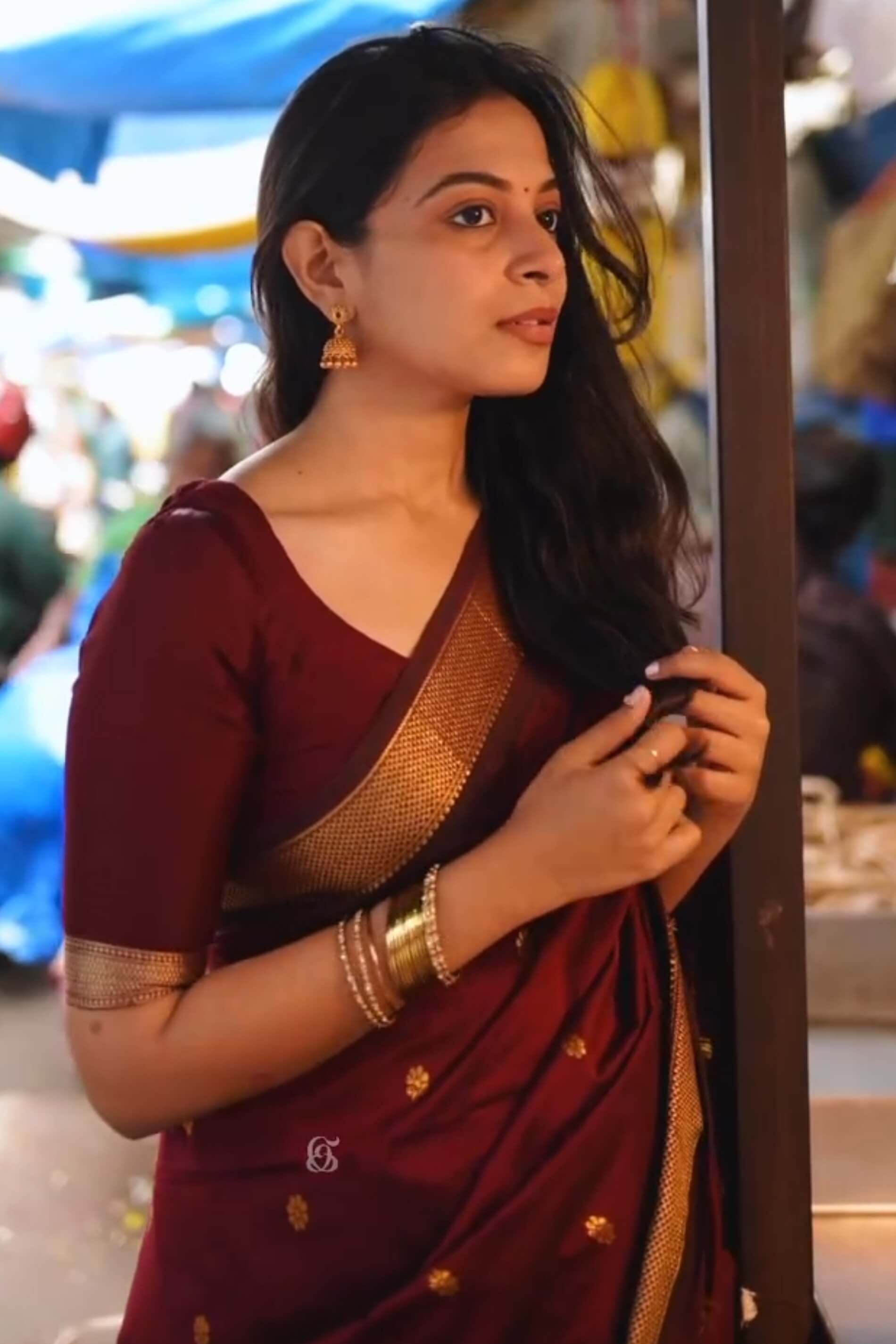 Brood Maroon Soft Silk Saree With Ethereal Blouse Piece