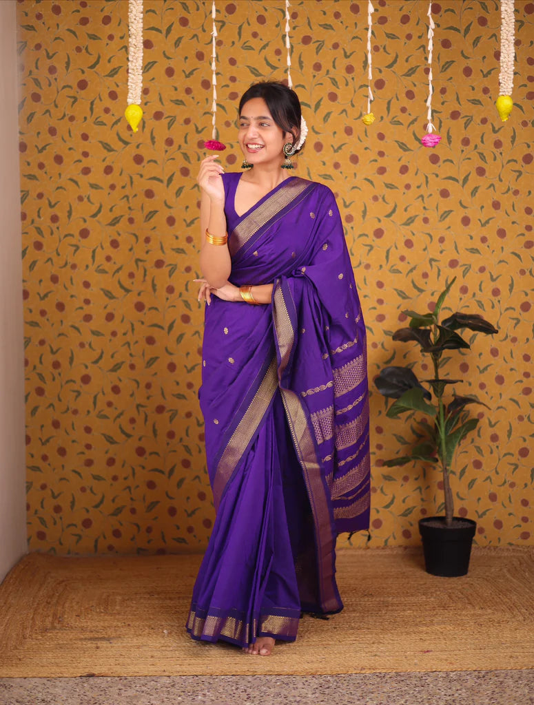 Lassitude Purple Soft Silk Saree With Demure Blouse Piece