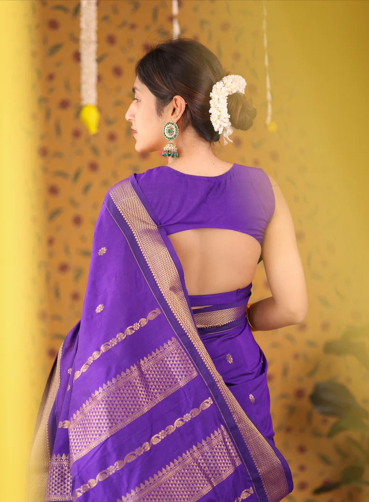 Lassitude Purple Soft Silk Saree With Demure Blouse Piece