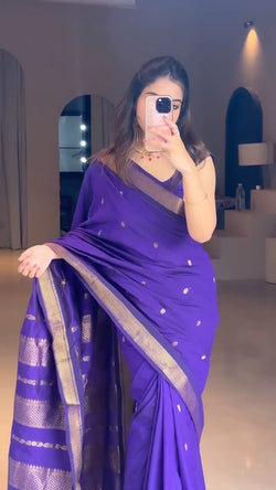 Lassitude Purple Soft Silk Saree With Demure Blouse Piece