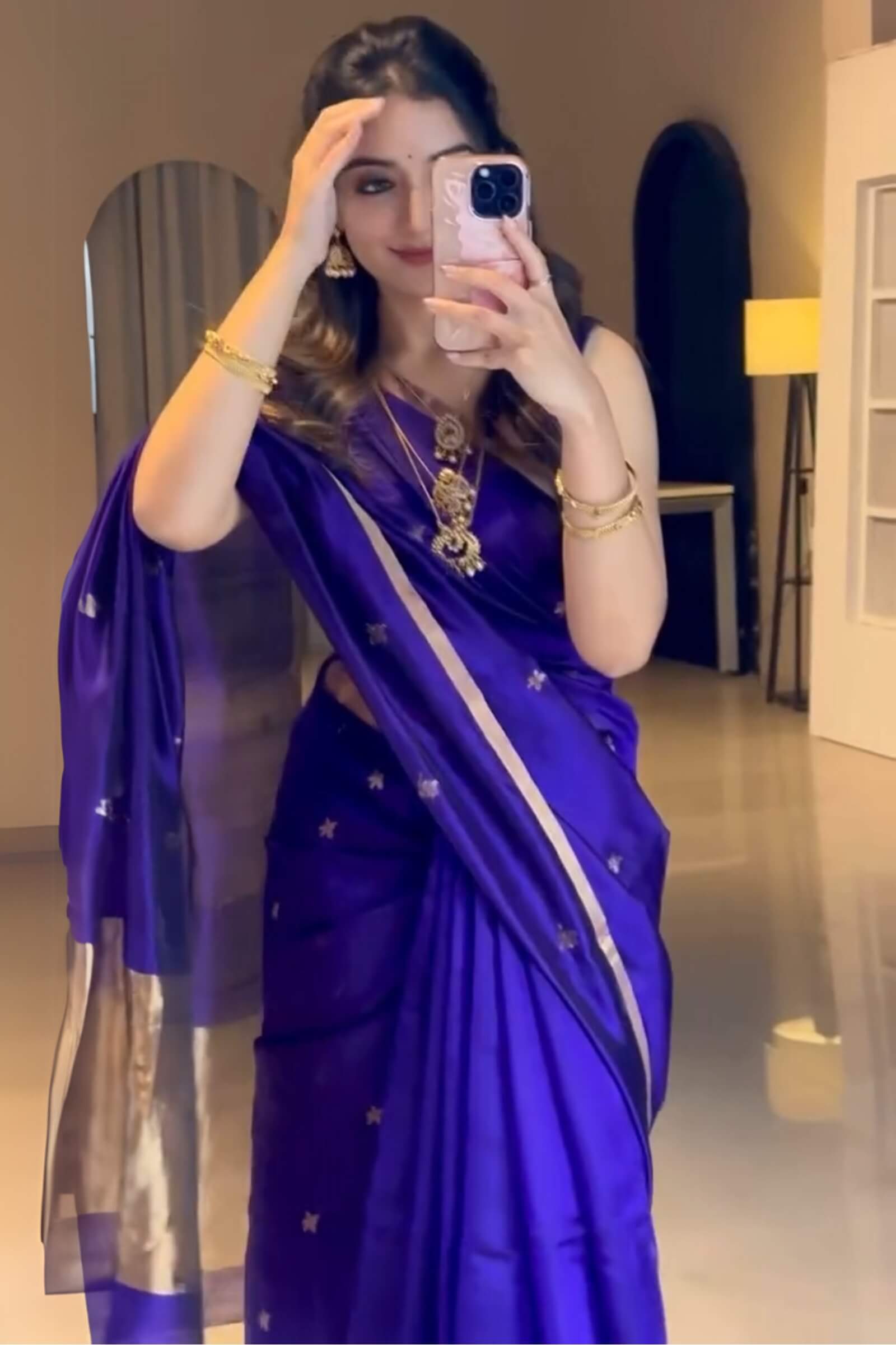 Majesty Royal Blue Soft Silk Saree With Forbearance Blouse Piece