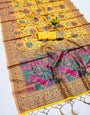Winsome Yellow Pashmina Saree With Nemesis Blouse Piece
