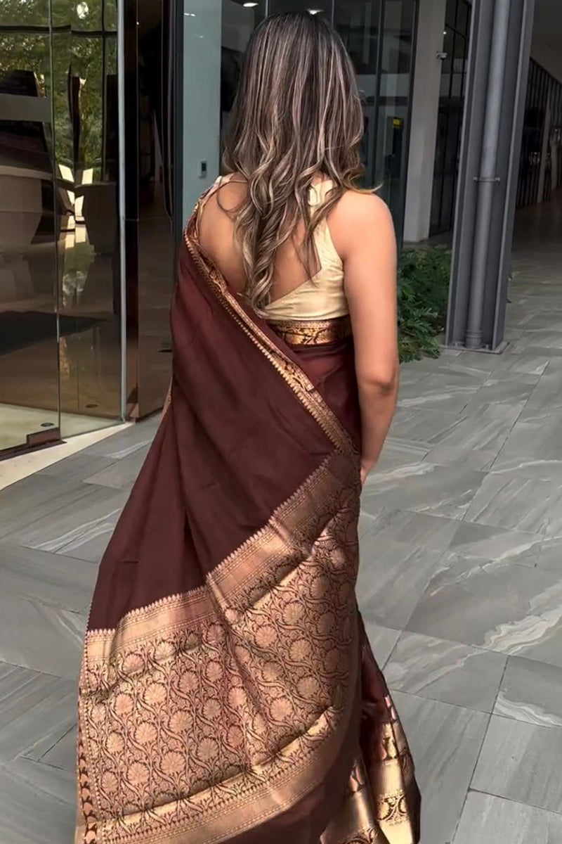 Ideal Wine Soft Silk Saree With Captivating Blouse Piece